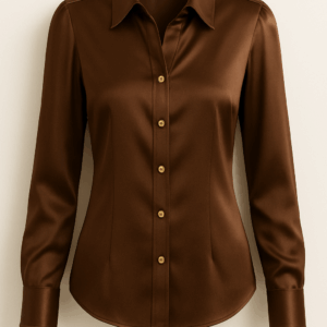 Chemise satinée chocolat