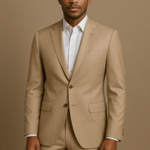 Costume deux-pèces beige intemporel