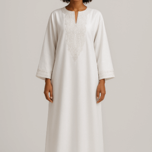 Sérénité blanche -Caftan brodé Femme